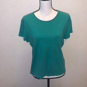 Croft & Barrow green petite pima cotton short sleeve shirt